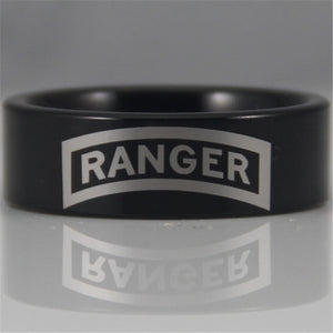 U.S. Army Ranger Black Tungsten Band Ring | Comfort Fit | 8MM - Qatalyst