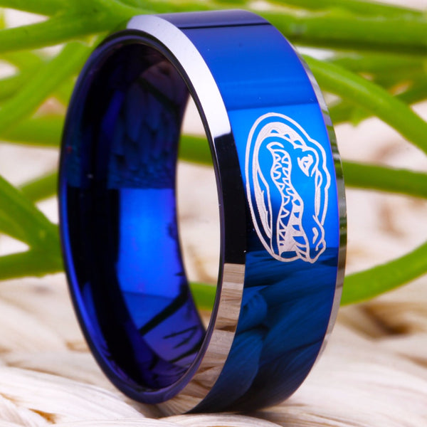 University of Florida Gators | UF | Tungsten Ring Band | Blue and Silver | 8MM - Qatalyst