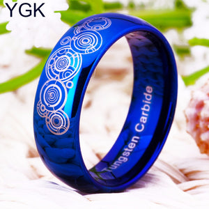 Doctor Who Design  | Tungsten Ring Band | Blue and Silver | 8MM - Qatalyst