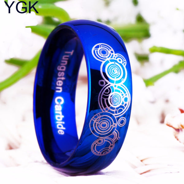 Doctor Who Design  | Tungsten Ring Band | Blue and Silver | 8MM - Qatalyst
