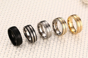 Vnox 8mm Men's Titanium Carbide Ring Band - 5 Colors & Designs - Qatalyst