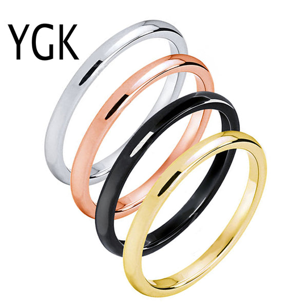 Tungsten Wedding Ring Band | 2MM | Rose Gold/Gold/Silver/Black | Stackable - Qatalyst