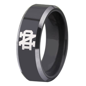 University of Notre Dame Fighting Irish | ND | Tungsten Ring Band | Black and Silver | 8MM - Qatalyst