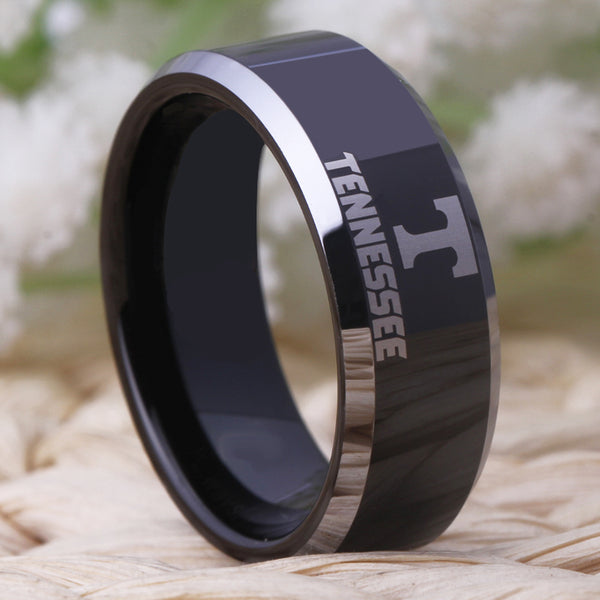 University of Tennessee | UT | Tungsten Ring Band | Black and Silver | 8MM - Qatalyst