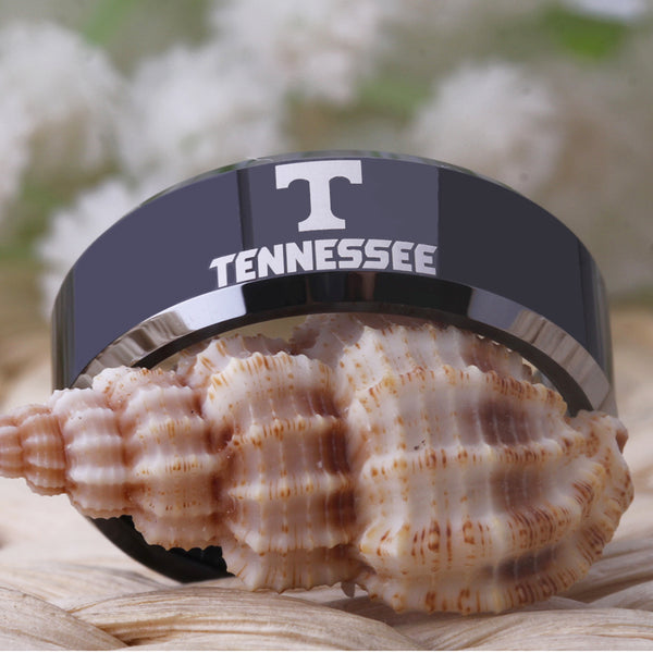 University of Tennessee | UT | Tungsten Ring Band | Black and Silver | 8MM - Qatalyst