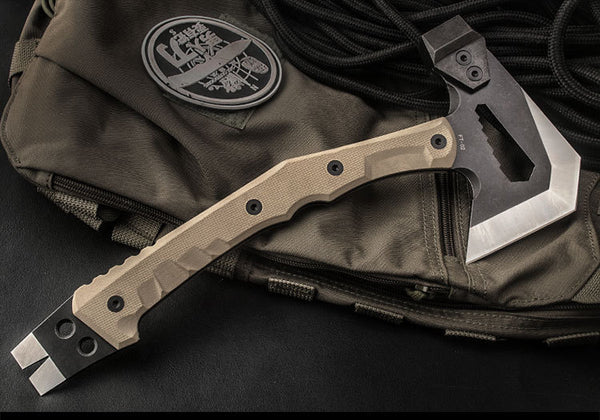 HX OUTDOORS Multi-functional Tactical Axe | Rescue | Hiking | Camping | Kydex Sheath