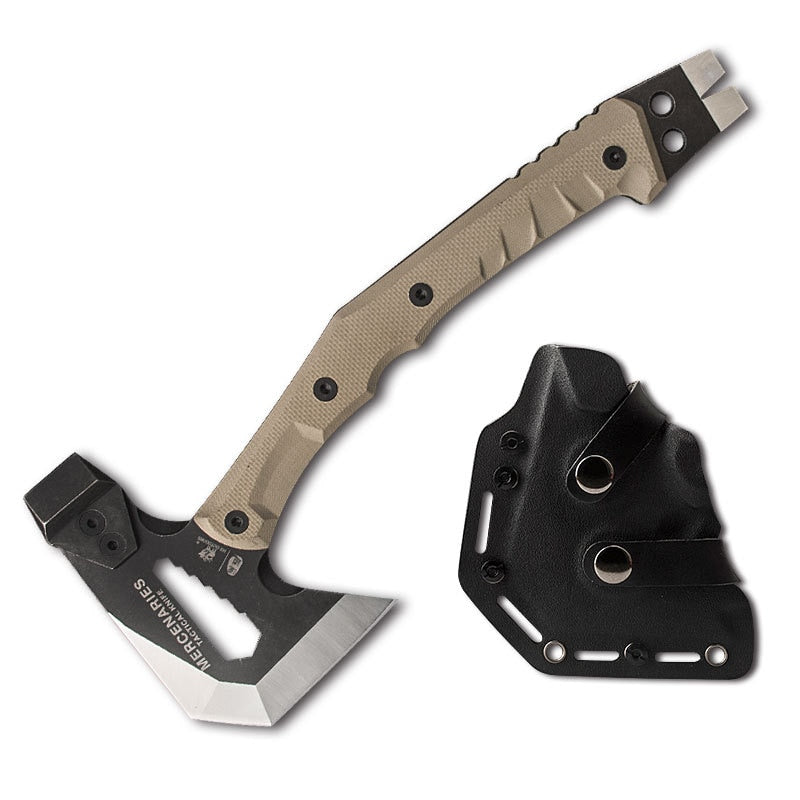HX OUTDOORS Multi-functional Tactical Axe | Rescue | Hiking | Camping | Kydex Sheath